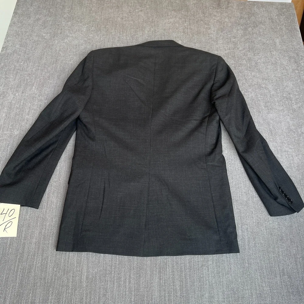 Evan Picone Blazer Jacket Men 40R Gray Worsted Wool Single-Breasted Professional